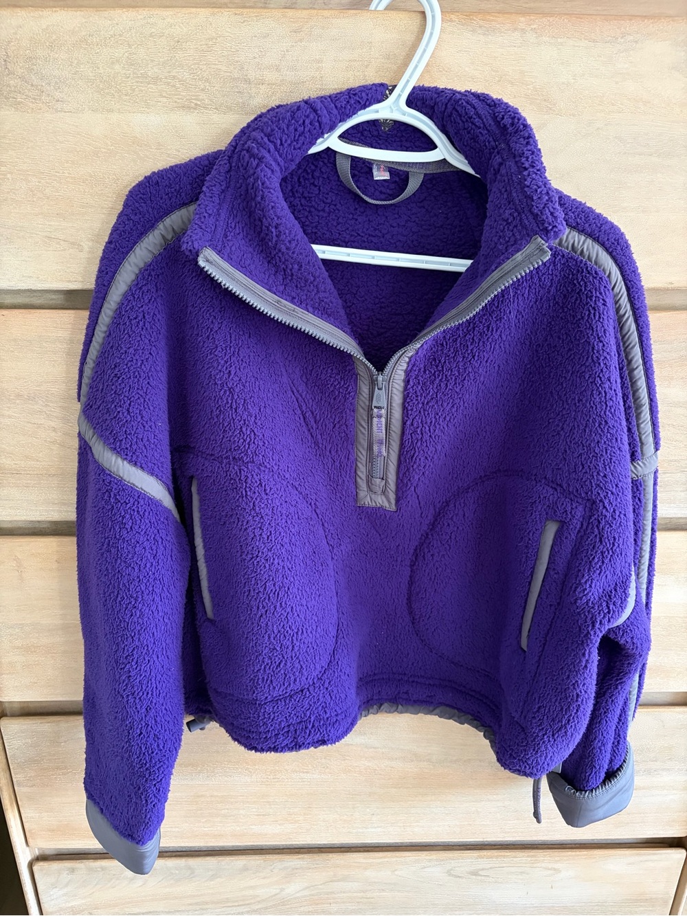 NWOT Free People Mountain High 1/2 Zip Fleece in Dark Amethyst Purple - Picture 10 of 12